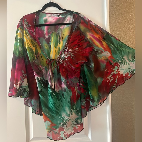 Floral Sheer Cover Up Blouse - Picture 4 of 7